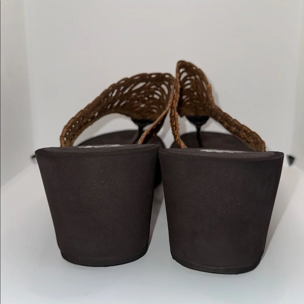 Yellow Box Platform Wedge Sandals w Boho Woven Upper Women’s 10 Tan & Brown - Picture 6 of 10